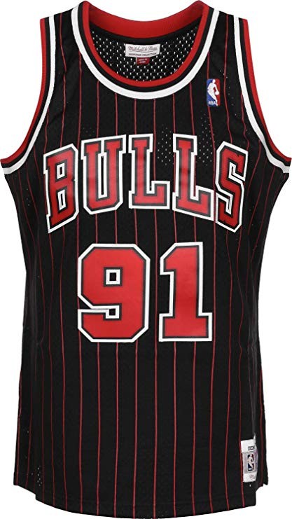 Shop Mitchell & Ness Chicago Bulls Dennis Rodman Swingman Jersey  SMJYGS18154CBU-SCAR red