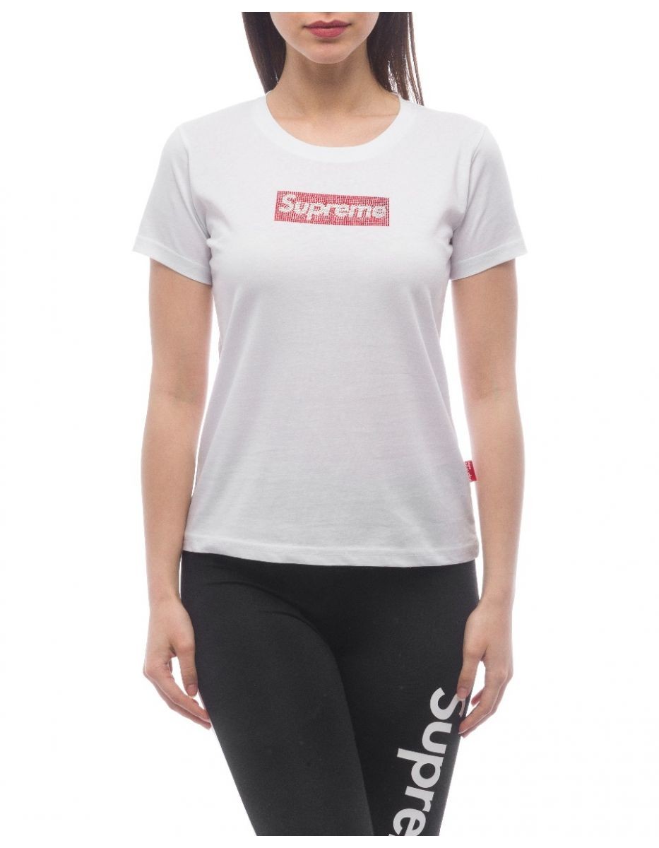 T shirt Supreme Femme Manche Print Valery Blanc